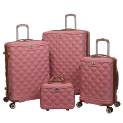 IT Luggage Indulging - 4pc Set (Flamingo Pink) -Luggage World Shop 32964 UK16 3039 08 16 3039 15FlamingoPinkSSFrontpanelset1