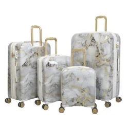IT Luggage Sheen - 4pc Set (Gold Greyscale Marble) -Luggage World Shop 32980 UK16 2269B08GoldgreyscalemarbleSSFrontpanelset2