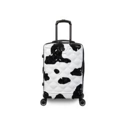 IT Luggage Indulging - 4pc Set (Moo Cow Print) -Luggage World Shop 33198 UK16 3039A08Moocowblack whiterepeatprintSSFrontpaneldirectly18.5in