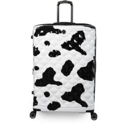IT Luggage Indulging - 4pc Set (Moo Cow Print) -Luggage World Shop 33198 UK16 3039A08Moocowblack whiterepeatprintSSFrontpaneldirectly29in