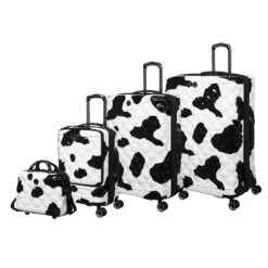IT Luggage Indulging II - 4pc Set (Moo Cow Print) -Luggage World Shop 33198 UK16 3039A08Moocowblack whiterepeatprintSSFrontpanelset3 8b9631ca b237 4fcf 9be4 c80037e20c87