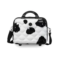 IT Luggage Indulging - 4pc Set (Moo Cow Print) -Luggage World Shop 33198 UK16 3039A15Moocowblack whiterepeatprintSSFrontpaneldirectly