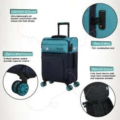 IT Luggage Duo-Tone - Cabin (Capri Breeze / Dress Blues) 14 IT Luggage Duo-Tone - Cabin (Capri Breeze / Dress Blues) -Luggage World Shop Duo Tone Cabin Capri Infographic