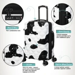 IT Luggage Indulging - Cabin (Moo Cow Print) -Luggage World Shop Indulging Moo Cabin Infographic