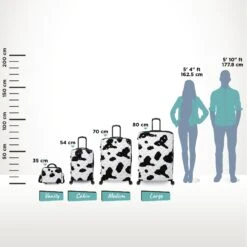 IT Luggage Indulging - Cabin (Moo Cow Print) -Luggage World Shop Indulging Moo Relative Size
