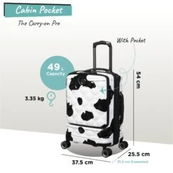 IT Luggage Indulging II - Cabin With Pocket (Moo Cow Print) 19 IT Luggage Indulging II - Cabin With Pocket (Moo Cow Print) -Luggage World Shop Indulging Moo cabin Pocket dims weights