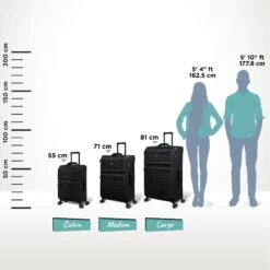 IT Luggage Precursor - Cabin (Black) -Luggage World Shop Precursor Black Relative Size