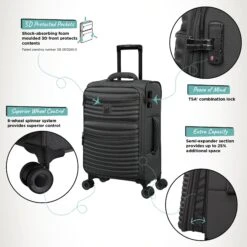 IT Luggage Precursor - Cabin (Charcoal) -Luggage World Shop Precursor Cabin Charcoal Infographic