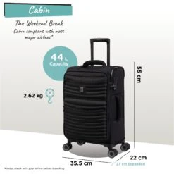 IT Luggage Precursor - Cabin (Black) -Luggage World Shop Precursor Cabin black dims weights
