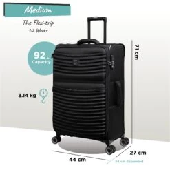 IT Luggage Precursor - Medium Plus (Black) 19 IT Luggage Precursor - Medium Plus (Black) -Luggage World Shop Precursor Med black dims weights