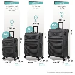 IT Luggage Precursor - Cabin (Charcoal) -Luggage World Shop Precursor set Charcoal dims weights