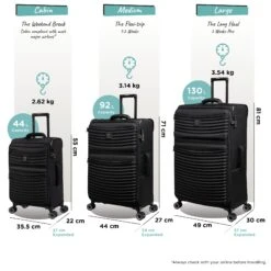 IT Luggage Precursor - Cabin (Black) -Luggage World Shop Precursor set black dims weights
