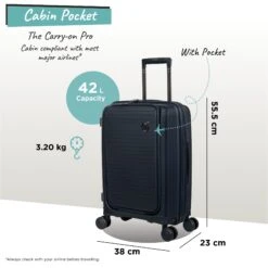 IT Luggage Spontaneous II - Cabin With Pocket (Blueberry) 21 IT Luggage Spontaneous II - Cabin With Pocket (Blueberry) -Luggage World Shop Spontaneous Cabin Pocket blueberry dims weights