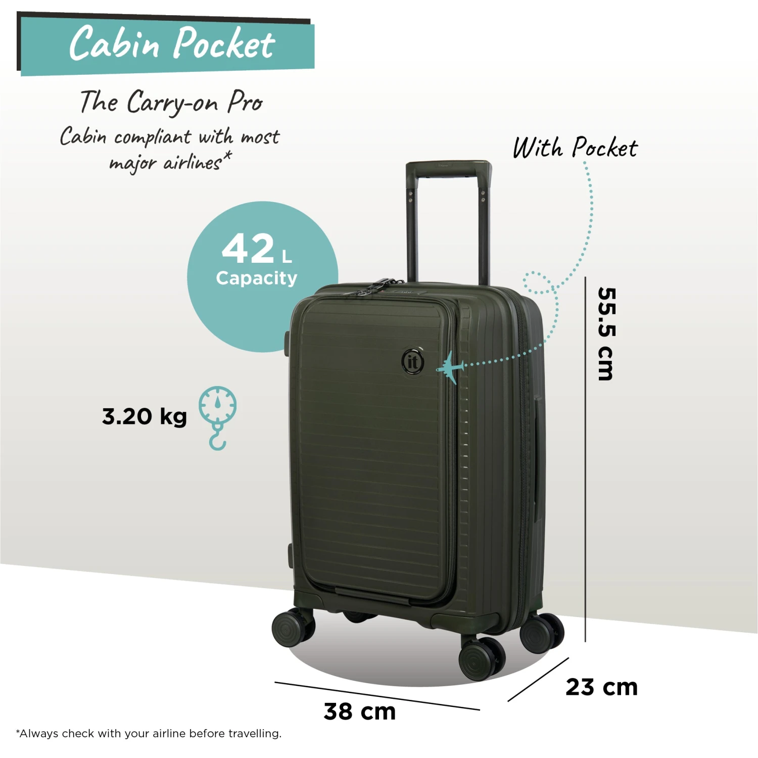 IT Luggage Spontaneous II - Cabin With Pocket (Olive Night) 13 IT Luggage Spontaneous II - Cabin With Pocket (Olive Night) - Image 11