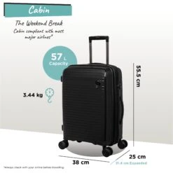 IT Luggage Spontaneous - Cabin (Black) -Luggage World Shop Spontaneous Cabin blk dims weights