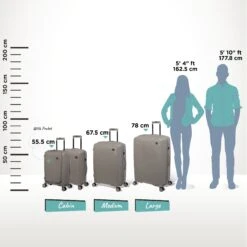 IT Luggage Spontaneous - Large (Feather Grey) -Luggage World Shop Spontaneous Full set Feather Relative Size