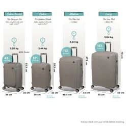 IT Luggage Spontaneous - Large (Feather Grey) -Luggage World Shop Spontaneous Full set Feather dims weights
