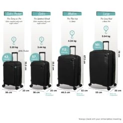 IT Luggage Spontaneous - Large (Black) -Luggage World Shop Spontaneous Full set blk dims weights