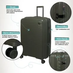 IT Luggage Spontaneous - 3pc Set (Olive Night) -Luggage World Shop Spontaneous Large Olive Infographic