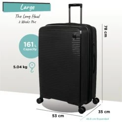 IT Luggage Spontaneous - Large (Black) -Luggage World Shop Spontaneous Large blk dims weights