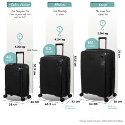 IT Luggage Spontaneous II - Cabin With Pocket (Black) -Luggage World Shop Spontaneous Set Pocket blk dims weights 18218710 f533 4863 86e4 194a441ad9ce