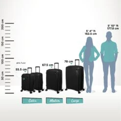 IT Luggage Spontaneous - Large (Black) -Luggage World Shop Spontaneous full set Blk Relative Size