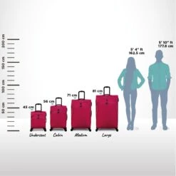 IT Luggage Trinary - 4pc Set (Viva Magenta) 31 IT Luggage Trinary - 4pc Set (Viva Magenta) -Luggage World Shop Trinary Relative Size Viva Magenta