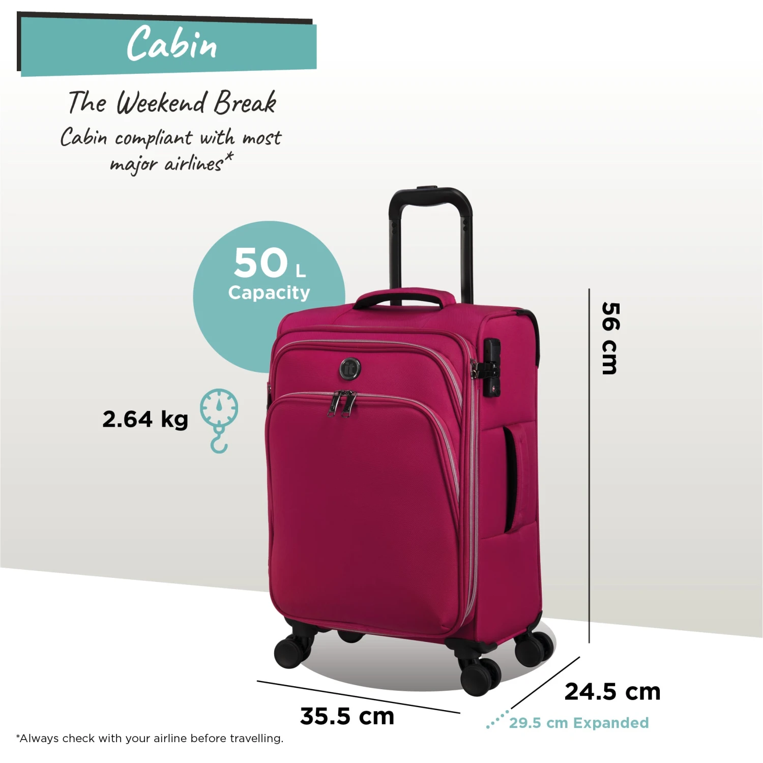 IT Luggage Trinary - Cabin (Viva Magenta) 4 IT Luggage Trinary - Cabin (Viva Magenta) - Image 2