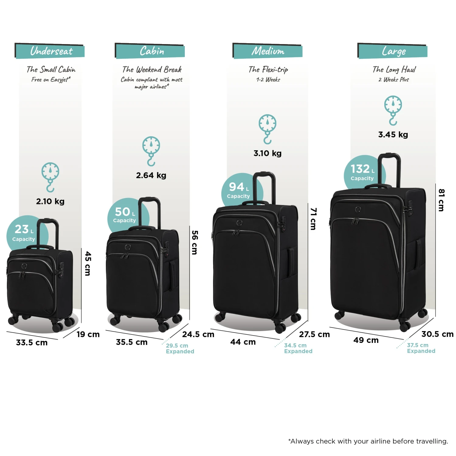 IT Luggage Trinary - 4pc Set (Black) 4 IT Luggage Trinary - 4pc Set (Black) - Image 2