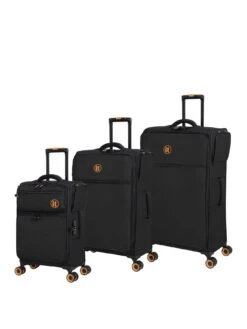 It Luggage Simultaneous Black 3 Piece Attachable Suitcase Set