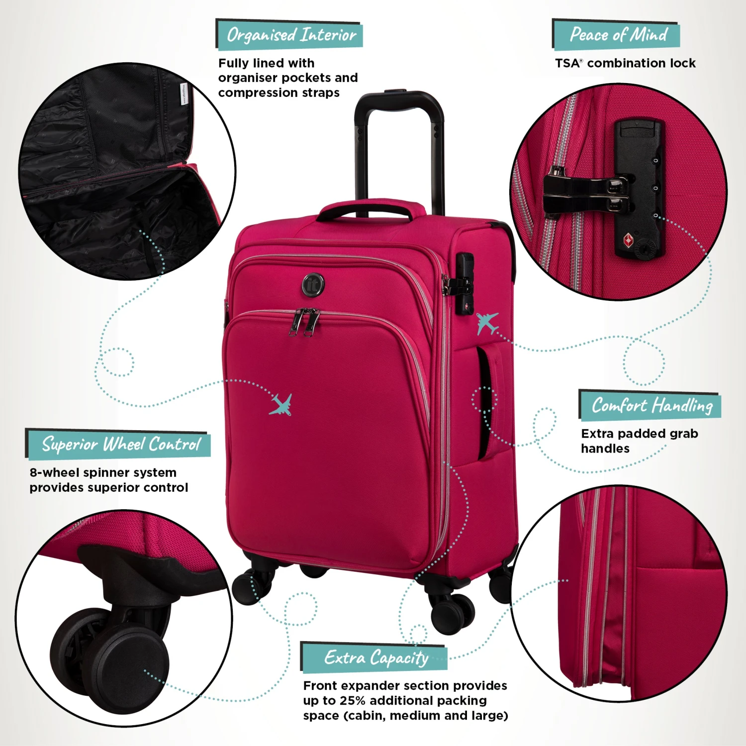 IT Luggage Trinary - Cabin (Viva Magenta) 5 IT Luggage Trinary - Cabin (Viva Magenta) - Image 3
