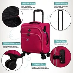 IT Luggage Trinary - Underseat (Viva Magenta) -Luggage World Shop Website Infographic Trinary underseat Magenta